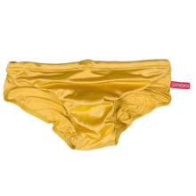 (gold, XL) Męskie majtki kąpielowe z niskim stanem, 85,7% nylonu, 14,3% spandexu, regulowany sznurek, letni strój kąpielowy na plażę