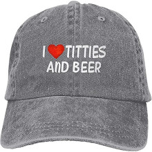 (13) Gorra de camionero, estampado "I Heart Titties And Beer", unisex, ajustable, talla única, poliéster, informal, para exteriores.