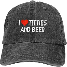 (11) Gorra de camionero, estampado "I Heart Titties And Beer", unisex, ajustable, talla única, poliéster, informal, para exteriores.