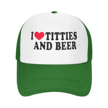 (7) Gorra de camionero, estampado "I Heart Titties And Beer", unisex, ajustable, talla única, poliéster, informal, para exteriores.