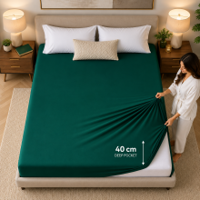 (Green Emerald, Single) Extra Deep 40cm Fitted Bed Sheets Poly Cotton Single Double King Size