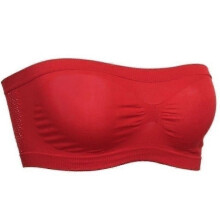 (red, XL) Damen-Bandeau-BH, trägerlos, nahtlos, atmungsaktiv, lichtundurchlässig, Nylon-Spandex, verschiedene Größen