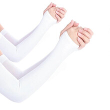 (White) Mangas protectoras solares UV, 90% nailon 10% elastano, transpirables, para hombres y mujeres actividades al aire libre