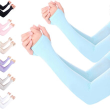 (blue) Mangas protectoras solares UV, 90% nailon 10% elastano, transpirables, para hombres y mujeres actividades al aire libre