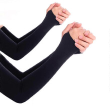(black) Mangas protectoras solares UV, 90% nailon 10% elastano, transpirables, para hombres y mujeres actividades al aire libre