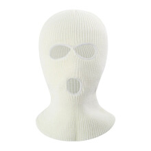 (White) Czapka dzianinowa zimowa dwuwarstwowa akrylowa unisex do sportów na świeżym powietrzu ochrona całej twarzy