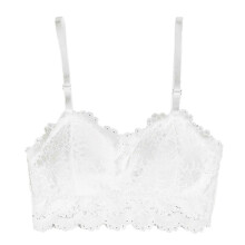 (White, Free Size) Reggiseno Bralette da donna in pizzo, scollo a V profondo, imbottito senza ferretto, poliuretano traspirante per uso quotidiano