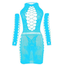 (Blue) Body de mujer con abertura en la entrepierna, lencería de red transparente de nailon, 9 colores disponibles, peso inferior a 75 kg.