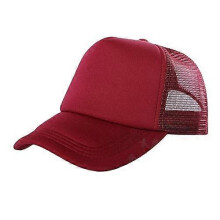 (Burgundy) Męska czapka z daszkiem z siateczki, regulowana, poliestrowa, swobodna, 54-60 cm, kolor jak na zdjęciu