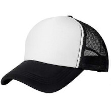 (Black) Męska czapka z daszkiem z siateczki, regulowana, poliestrowa, swobodna, 54-60 cm, kolor jak na zdjęciu
