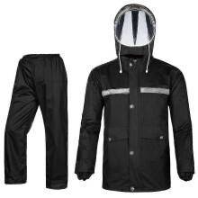 (Black, L) Women Rain Suit, Waterproof Wind-resistant Breathable Lightweight Packable, Oxford Cloth Outdoor Rain Jacket Trouser Set