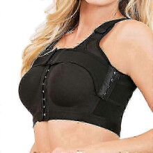 (Black, X-Large) Reggiseno compressivo post-operatorio donna, monopezzo senza cuciture, senza ferretto, coppa intera, chiusura laterale, tinta unita