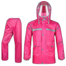 (Rose Red, XXL) Women Rain Suit, Waterproof Wind-resistant Breathable Lightweight Packable, Oxford Cloth Outdoor Rain Jacket Trouser Set