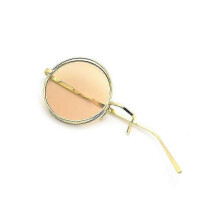 (yellow, Glasses) Okulary monoklowe w stylu steampunk, jednostronne, oprawki ze stopu metali, wiele kolorów, z łańcuszkiem