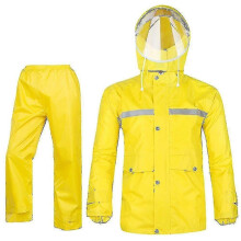(Yellow, M) Women Rain Suit, Waterproof Wind-resistant Breathable Lightweight Packable, Oxford Cloth Outdoor Rain Jacket Trouser Set