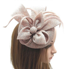 (Green) Adjustable Pillbox Hat Detachable Veils Imitation Linen 55-60cm for Bridal Church Wedding Party Occasion