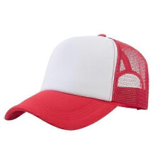 (Red) Męska czapka z daszkiem z siateczki, regulowana, poliestrowa, swobodna, 54-60 cm, kolor jak na zdjęciu