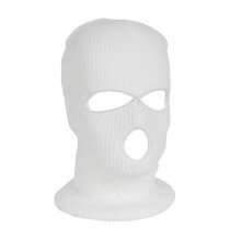 (White) 3-Hole Knitted Full Face Balaclava, Windproof Warm Full Face Cover for Adults Outdoor Skiing Cycling Fishing Hiking