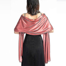 (Dark Orange) Vestidos tipo chal para fiesta de noche, capa de satén de color liso, boleros de largo medio