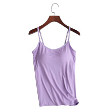 (Purple, 4XL) Canotta da donna con reggiseno incorporato, imbottita, vestibilità aderente, senza maniche
