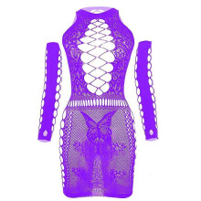 (Purple) Body de mujer con abertura en la entrepierna, lencería de red transparente de nailon, 9 colores disponibles, peso inferior a 75 kg.