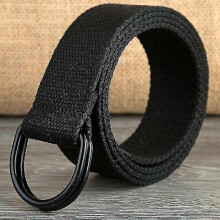 (120cm) Herren-Canvas-Gürtel, 2er-Pack, verstellbar, ohne Löcher, Doppel-D-Ring-Design