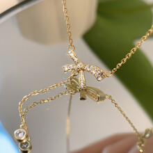 (Golden) Bowknot Pendant Necklace for Women, Safe Material