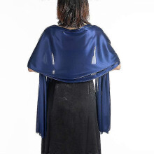 (Navy Blue) Satinschal, Abendcape, mittellang, Polyester, glatte Webart, Bolero, 200 x 70 cm, einfarbig, für Erwachsene