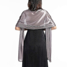 (Dark Grey) Chal de satén, capa de fiesta nocturna, largo medio, tejido liso, bolero de poliéster, 200x70cm, adulto, color liso