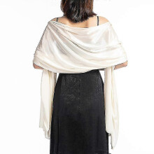 (Beige) Satinschal, Abendcape, mittellang, Polyester, glatte Webart, Bolero, 200 x 70 cm, einfarbig, für Erwachsene
