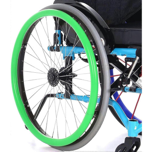 (green) Capa de roda de cadeira de rodas em silicone alimentar, Compatível com todas as marcas, 20 polegadas 48-49 cm, antiderrapante resistente