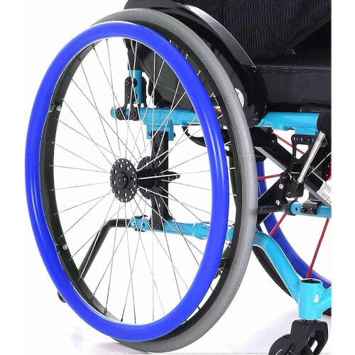 (blue) Capa de roda de cadeira de rodas em silicone alimentar, Compatível com todas as marcas, 20 polegadas 48-49 cm, antiderrapante resistente
