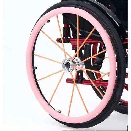 (pink) Capa de roda de cadeira de rodas em silicone alimentar, Compatível com todas as marcas, 20 polegadas 48-49 cm, antiderrapante resistente