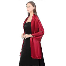 (Maroon) Abendkleider mit Schalkragen, Wickelkleid aus Satin, einfarbig, Cape-Boleros, mittellang