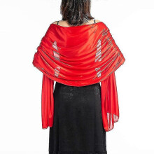 (Red) Satinschal, Abendcape, mittellang, Polyester, glatte Webart, Bolero, 200 x 70 cm, einfarbig, für Erwachsene