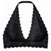 (Black, S) Neckholder-Spitzen-Bralette, kabellos, Push-up, gepolstert, bequemer Tank-BH
