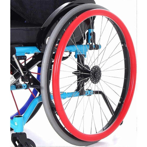 (red) Capa de roda de cadeira de rodas em silicone alimentar, Compatível com todas as marcas, 20 polegadas 48-49 cm, antiderrapante resistente