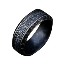 (Antique black, 8) Pierścień ze stali nierdzewnej w stylu vintage, unisex, wielokolorowy, metalowy pierścień dla mężczyzn i kobiet