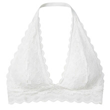 (White, XXL) Biustonosz typu halter z koronką, bez fiszbin, push-up, wygodny, w stylu tank top