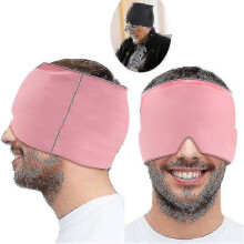 (Black) Gorro para aliviar migraña, gorro de gel de nailon con terapia de frío, talla única para dolor de cabeza y tensión