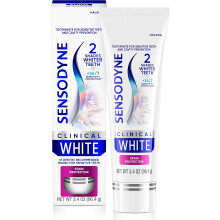 Sensodyne Clinical White Toothpaste Clinically Proven Whitening for Sensitive Teeth, Stain Protector, 3.4 oz