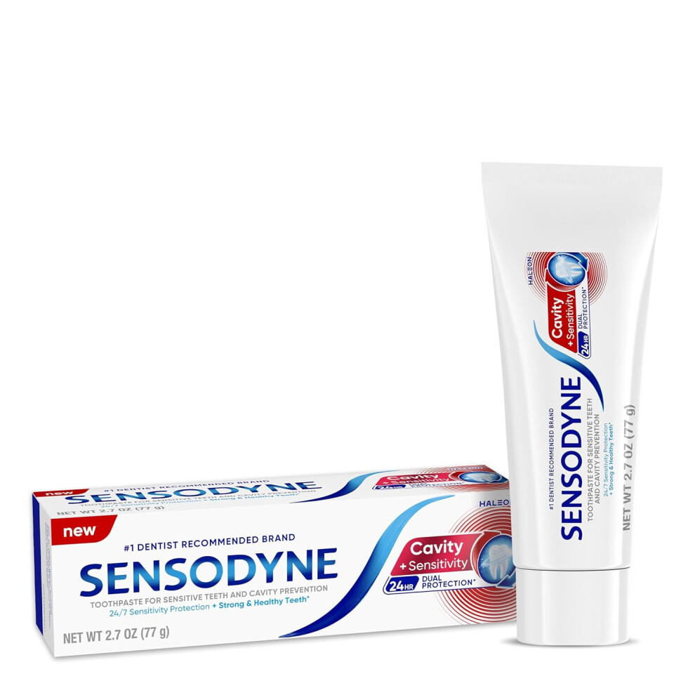 Sensodyne Cavity + Sensitivity Toothpaste, Fluoride Toothpaste For Sensitive Teeth And Cavity Protection, 2.7 Oz