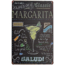 (8X12 Inches) New Tin Sign, Margarita Aluminum Rust Free Metal Wall Decor Sign, Pre-Drilled Rounded Corners, 8x12 Inch or 12x16 Inch