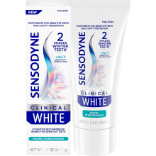 Sensodyne Clinical White Toothpaste Clinically Proven Whitening for Sensitive Teeth, Enamel Strengthening, 2.3 oz