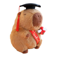 (Browm) Abschluss-Capybara-Plüschtier, 25 cm, mit Mütze und Urkunde