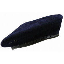(Navy, Large) Beret wełniany w stylu wojskowym ze skórzanym paskiem dla mężczyzn i kobiet w wielu kolorach