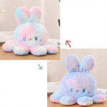 (Carrot bunny, about 32-35cm) Flauschiges, wendbares Hasen-Oktopus-Plüschtier, Unisex, gefüllt mit PP-Baumwolle