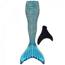 (royalblue, Child 12) Reinforced Mermaid Tail with Monofin, Multiple Sizes for Adults and Kids, 4-way Stretch Swimmable Swimwear