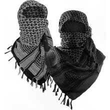 (Black and Black white 2pack) Bawełniany szalik keffiyeh dla mężczyzn i kobiet – lekki, oddychający otulacz