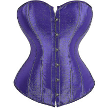 (Blue purple, 3x-large) Top tipo corsé bustier de satén para mujer con cierre frontal de corchete.